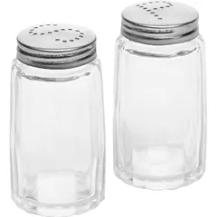 Set for spices salt+pepper glass, steel 50ml ,H=70,L=70,B=35mm transparent,metal.