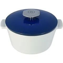 Serving pan with lid “Revolution” ceramics 0.5l D=136,H=92mm white,blue