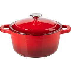 Кастрюля для запекания с крышкой чугун 2,6л D=20,H=16см красный