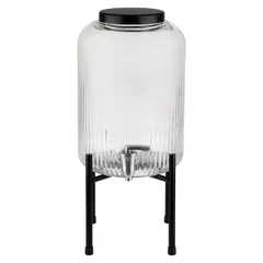 Dispenser for cold drinks “Industrial”  glass, stainless steel  7 l  D=20, H=45 cm  transparent, black