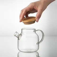 Чайник заварочный «Проотель» термост.стекло,дерево 0,5л D=95,H=110,L=150мм прозр.,св. дерево, изображение 3