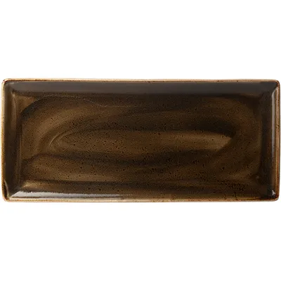 Блюдо «Крафт Браун» прямоугольное фарфор ,H=15,L=370,B=160мм коричнев., Цвет: Коричневый, Длина (мм): 370, Ширина (мм): 160