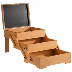 Buffet stand “Sewing Basket” GN 1/2 sliding with lid (3 tiers)  oak , H=53.5, L=70.5, B=37cm 