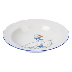 Тарелка глубокая «Надежда» Гуси фарфор D=220,H=43мм белый,синий, изображение 2