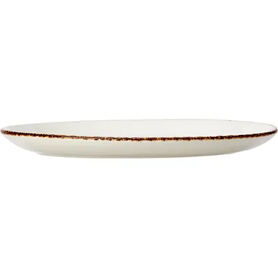 Блюдо «Браун Дэппл» овальное фарфор ,H=20,L=203,B=160мм белый,коричнев., изображение 2