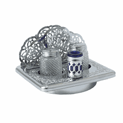 Набор для специй 2 предмета+салфетница и стакан для зубочисток стекло,нерж. ,H=10,L=15,5,B=13,5см пр