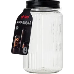 Банка квадратная с крышкой полипроп. 1,3л ,H=190,L=95,B=95мм прозр.,черный, изображение 2