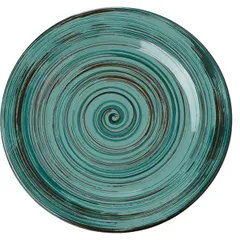 Plate “Tramontano”  porcelain  D=26cm  malachite, dark brown.