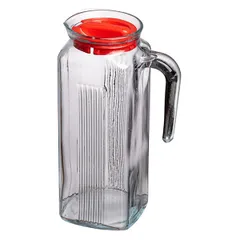 Кувшин «Фриго» с крышкой стекло 1л D=97,H=181,L=125мм прозр.,красный, изображение 2