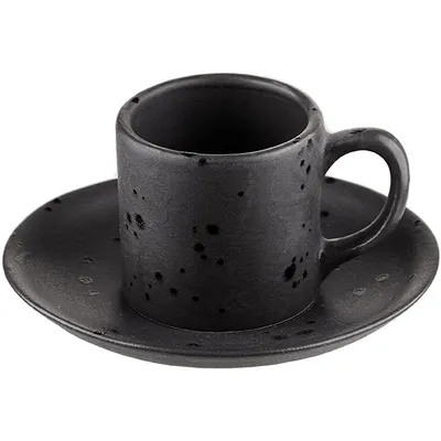 Кофейная пара «Оникс» керамика 100мл D=120,H=65мм черный, изображение 2