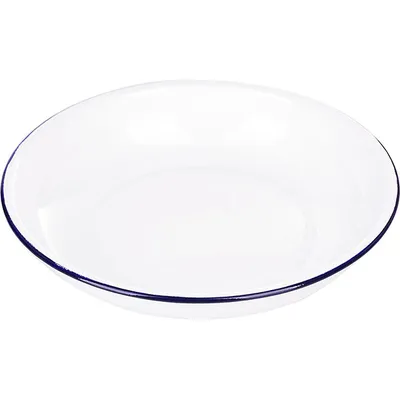 Тарелка глубокая эмалиров. сталь D=22,5см белый,синий, изображение 2