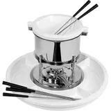 Мармит для фондю д/шоколада + вилочки керамика,сталь нерж. 0,6л D=32/15,H=22см белый,металлич.