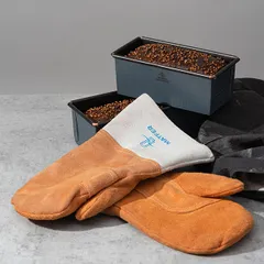 Рукавицы д/кондитера,укороченные (пара) кожа ,L=27,5,B=14,5см серый,оранжев., изображение 3