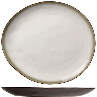 Блюдо овальное керамика ,L=32,5,B=28,5см белый,коричнев.