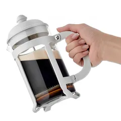 Френч-пресс «Бад» стекло борос.,пластик 0,8л D=12,H=22,5,B=15см прозр.,белый, изображение 3