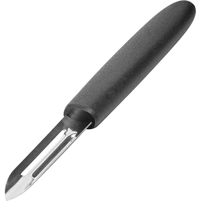 Нож для чистки овощей сталь,пластик ,H=10,L=170/63,B=14мм металлич.,черный, изображение 2