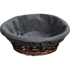 Wicker basket for bread with a cover without handles  wood  D=30, H=9cm  black