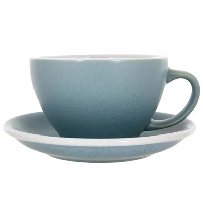 Кофейная пара «Эгг» фарфор 300мл D=110/155,H=65,L=135мм голуб.