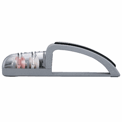 Sharpener for knives  plastic, steel , L=23.5 cm  gray, transparent.