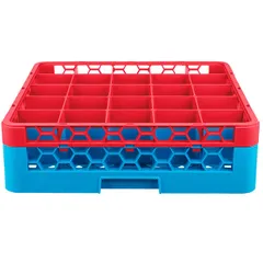 Cassette for glasses 25 cells max=90*90,Hmax=121mm polyprop. ,H=14.1,L=50,B=50cm red,blue.