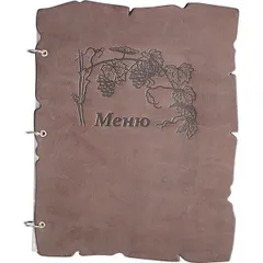 Menu folder on rings with embossing  leather , L=32, B=25cm  brown.