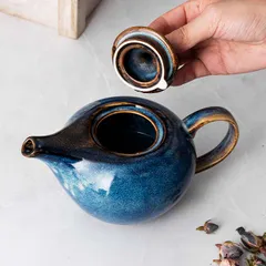 Чайник заварочный «Ирис» фарфор 0,7л D=55,H=120,L=210мм голуб., изображение 4