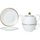 Набор посуды «Беништ Голд» чайник, чашка и блюдце[3шт] кост.фарф. белый,золотой