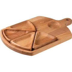 Менажница 5 секций с ручкой бук D=60,H=25,L=350,B=250мм св. дерево