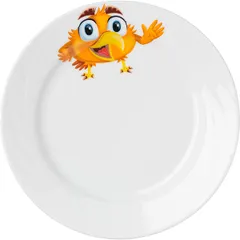 Тарелка «Радужные птички» мелкая детская фарфор D=20см белый