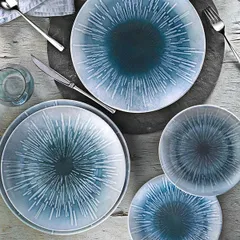 Тарелка «Нанокрем Блю» мелкая фарфор D=230,H=25мм голуб., изображение 4