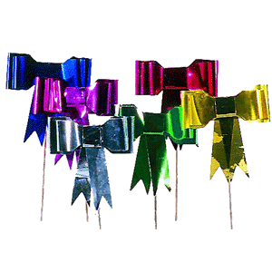 Украшения на шпажках «Бантик»[50шт] фольга,дерево ,H=15см разноцветн.