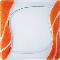 Plate “Stream” glass ,H=22,L=250,B=250mm clear,orange.