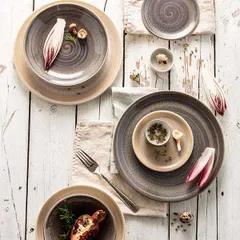 Тарелка «Революшн Гранит» мелкая фарфор D=280,H=25мм серый,коричнев., изображение 3