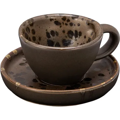 Кофейная пара «Фобос» керамика 80мл D=100,H=45мм коричнев.