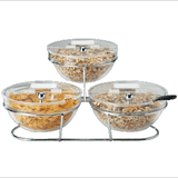 Подставка фуршетная для 3 салатников с крышкой сталь нерж.,стекло D=23,H=18,L=50,B=50см металлич.,пр