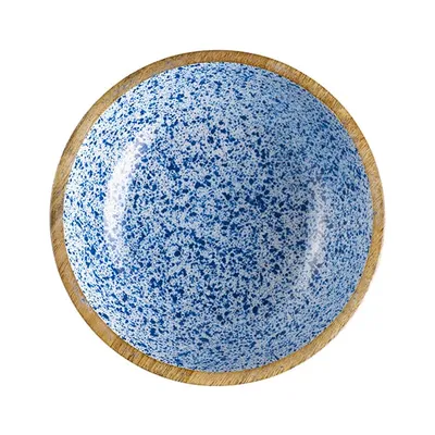 Салатник «Манго» дерево 1,1л D=240,H=75мм голуб.,коричнев., изображение 3