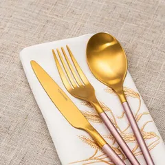 Нож столовый «Дистрикт Пинк Голд Мэтт» сталь нерж. ,L=225,B=18мм золотой,розов., изображение 2