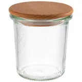 Банка для подачи «Вэк» набор с крышкой[12шт] стекло,дерево D=6,H=7см прозр.,св. дерево