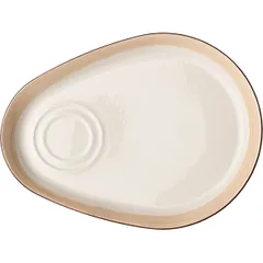 Блюдо «Чино» комби фарфор ,H=2,L=28,B=25см белый,бежев.