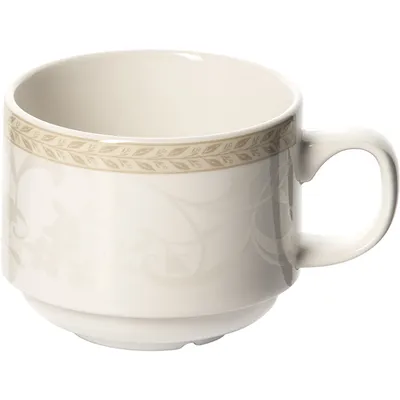 Чашка чайная «Антуанетт» фарфор 213мл D=75,H=70мм белый,олив., Объем по данным поставщика (мл): 213