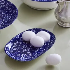 Тарелка «Грэйс» овальная фарфор ,H=3,L=28,B=18см тем.син.,белый, изображение 4