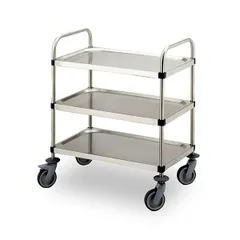 Serving trolley, 3 tiers  stainless steel , H=96, L=98, B=69cm  silver.