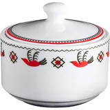 Сахарница «Мезень» Практик Гуси фарфор D=98,H=65мм белый,красный