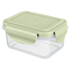 Container for products “Smart Lock” with a lid for microwave  polyprop.  1.5 l , H=72, L=235, B=168mm  transparent, olive