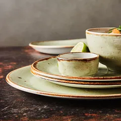 Тарелка «Крафт Грин» мелкая фарфор D=23,H=2см зелен., изображение 3