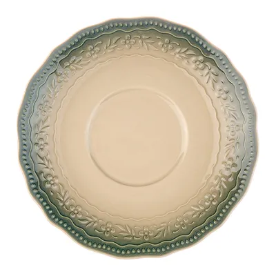 Блюдце «Эйфория» фарфор D=15/6,H=2см бежев.,зелен., Цвет: Бежевый