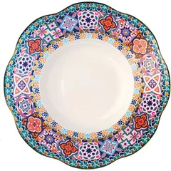 Тарелка глубокая «Анемон Эбе» кост.фарф. D=21см белый,разноцветн.
