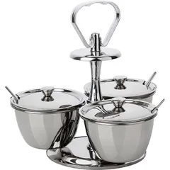 Набор емкостей фуршетных для соусов и специй (3 чаши) сталь нерж.,пластик D=10,H=20,5см металлич.