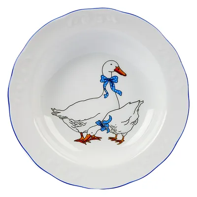 Тарелка глубокая «Надежда» Гуси фарфор D=220,H=43мм белый,синий