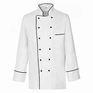Куртка поварская с окант.44р.б/пуклей полиэстер,хлопок белый,черный